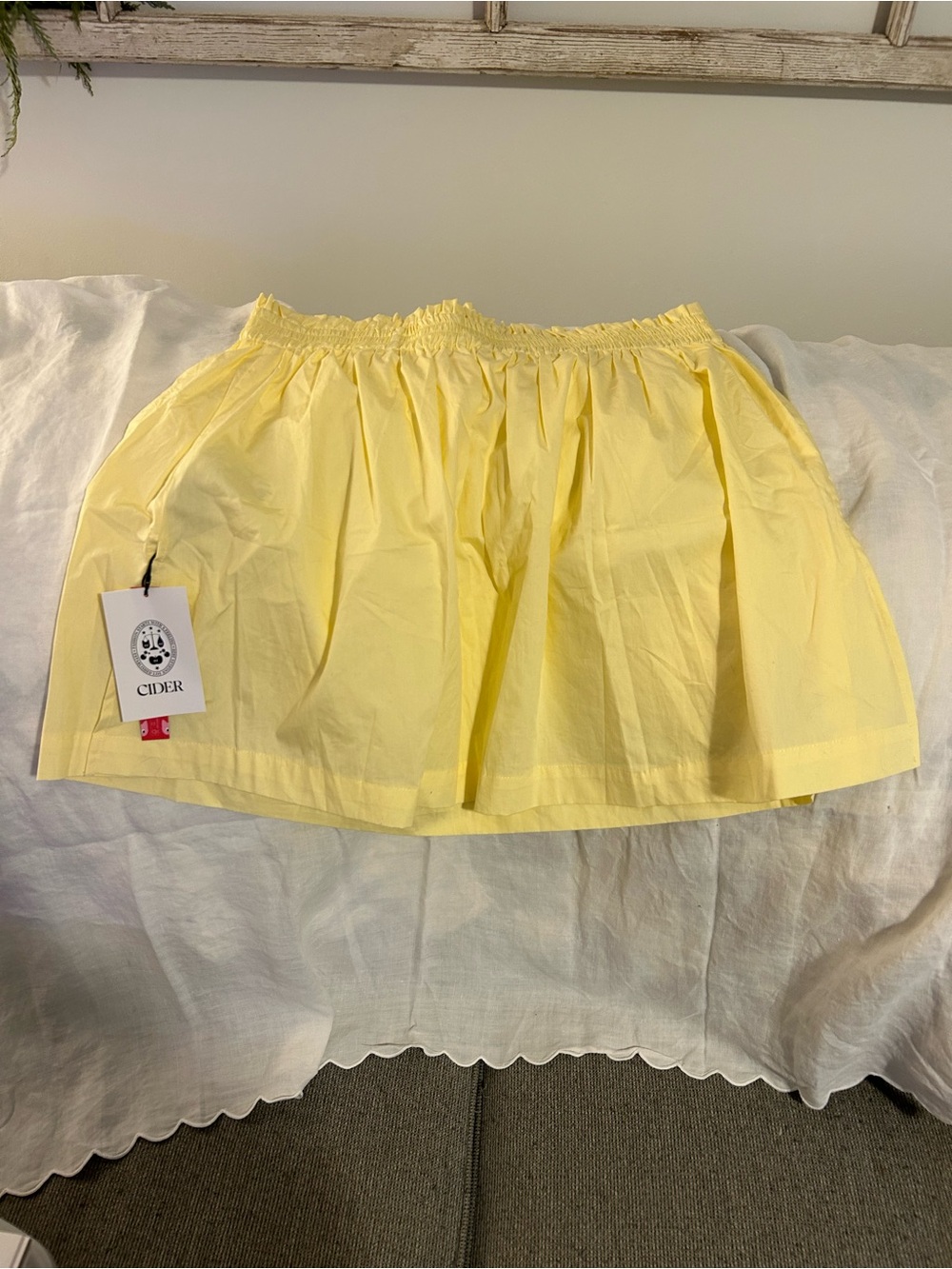 Cider Lemon Yellow Smocked Mini Skirt